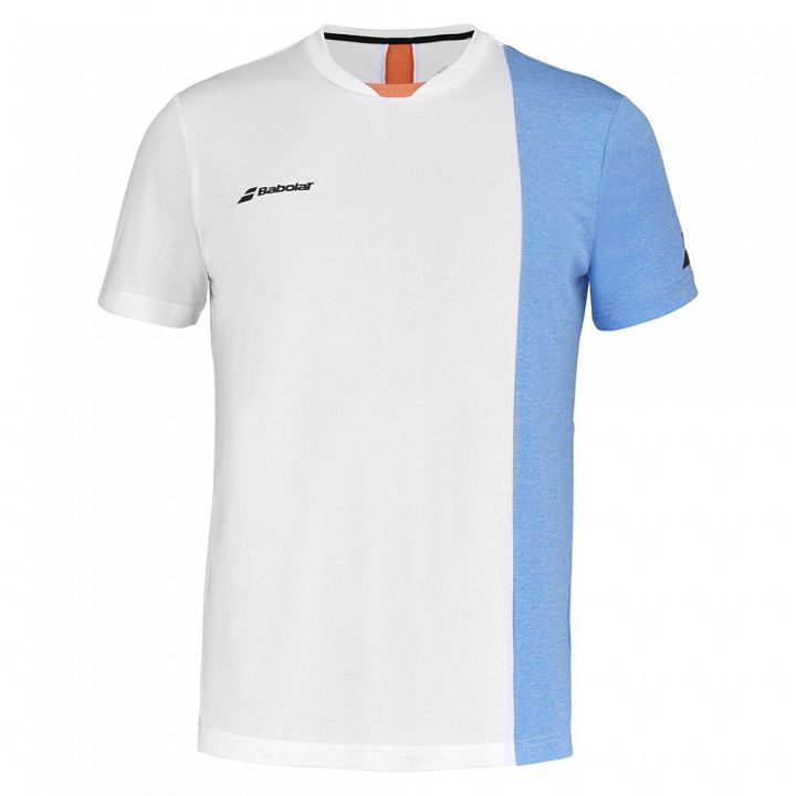 Babolat Play Crew Neck Tee White / Bilthe Blue